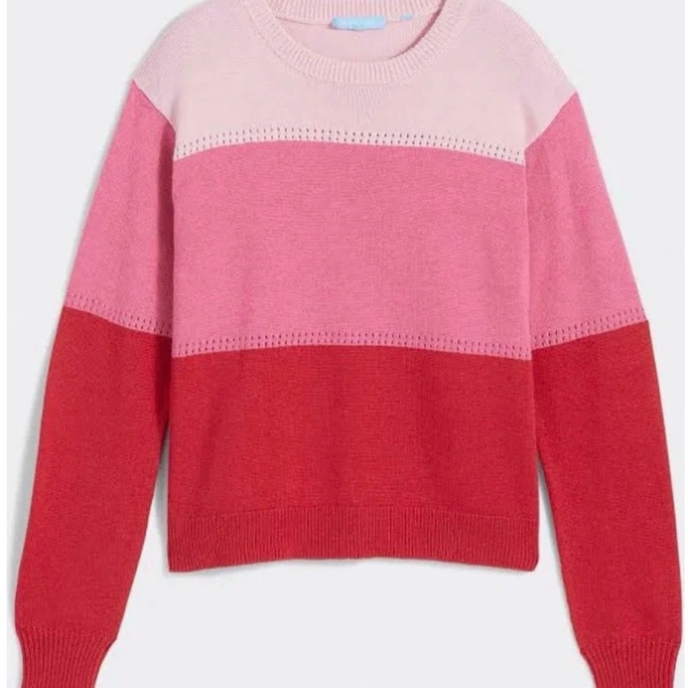 Draper James Pink and Red Colorblock Sweater size Large